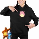 Fashion, accesorii si bijuterii - Copii - Imbracaminte copii - Pulovere si hanorace copii - Hanorac Copii Fete Squishmallows Porc Ferma, negru, marime S Copii - Infinity.ro