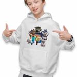 Fashion, accesorii si bijuterii - Copii - Imbracaminte copii - Pulovere si hanorace copii - Hanorac Copii Baieti Talking Tom Tralalero Minecraft Labubu Batman, alb, marime XS Copii - Infinity.ro