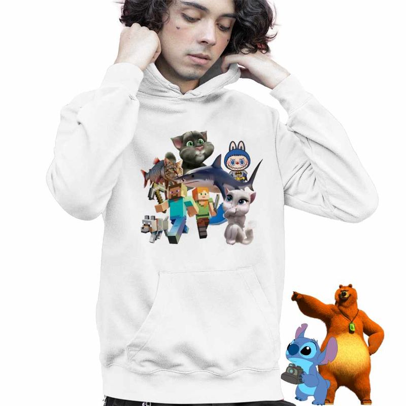 Fashion, accesorii si bijuterii - Copii - Imbracaminte copii - Pulovere si hanorace copii - Hanorac Copii Baieti Talking Tom Tralalero Minecraft Labubu Batman, alb, marime XS Copii - Infinity.ro