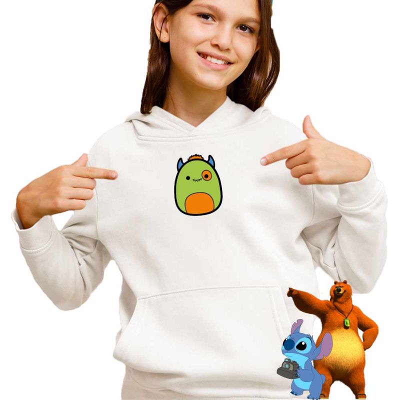Fashion, accesorii si bijuterii - Copii - Imbracaminte copii - Pulovere si hanorace copii - Hanorac Copii Fete Squishmallows Orc Warcraft, alb, marime M Copii - Infinity.ro