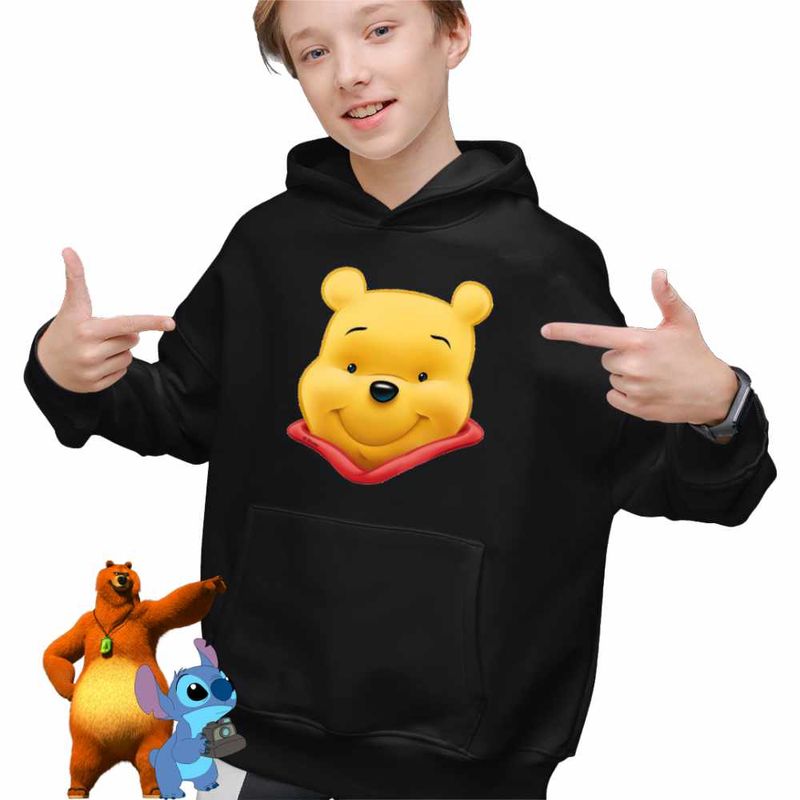Fashion, accesorii si bijuterii - Copii - Imbracaminte copii - Pulovere si hanorace copii - Hanorac Copii Baieti Winnie the Puh Pooh Cartoon, negru, marime M Copii - Infinity.ro