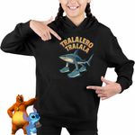 Fashion, accesorii si bijuterii - Copii - Imbracaminte copii - Pulovere si hanorace copii - Hanorac Copii Fete Tralalero Tralala Shark Italian Meme Brainrot Brain Rot, negru, marime M Copii - Infinity.ro