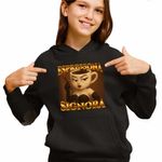 Fashion, accesorii si bijuterii - Copii - Imbracaminte copii - Pulovere si hanorace copii - Hanorac Copii Fete Espressona Signora Brainrot Brain Rot, negru, marime L Copii - Infinity.ro