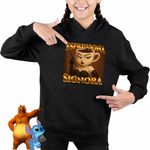 Fashion, accesorii si bijuterii - Copii - Imbracaminte copii - Pulovere si hanorace copii - Hanorac Copii Fete Espressona Signora Brainrot Brain Rot, negru, marime L Copii - Infinity.ro