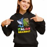 Fashion, accesorii si bijuterii - Copii - Imbracaminte copii - Pulovere si hanorace copii - Hanorac Copii Fete Italian Tralelero Lirilira Brainrot Brain Rot, negru, marime M Copii - Infinity.ro