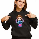 Fashion, accesorii si bijuterii - Copii - Imbracaminte copii - Pulovere si hanorace copii - Hanorac Copii Fete Stich Labubu Meme, negru, marime L Copii - Infinity.ro