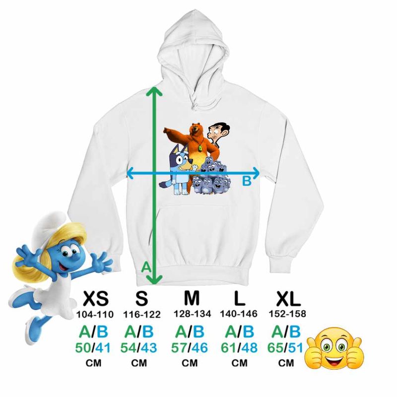 Fashion, accesorii si bijuterii - Copii - Imbracaminte copii - Pulovere si hanorace copii - Hanorac Copii Baieti Grizzy Lemingi Bluey Mr Bean, alb, marime S Copii - Infinity.ro