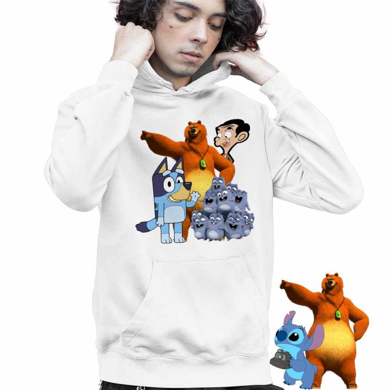 Fashion, accesorii si bijuterii - Copii - Imbracaminte copii - Pulovere si hanorace copii - Hanorac Copii Baieti Grizzy Lemingi Bluey Mr Bean, alb, marime S Copii - Infinity.ro
