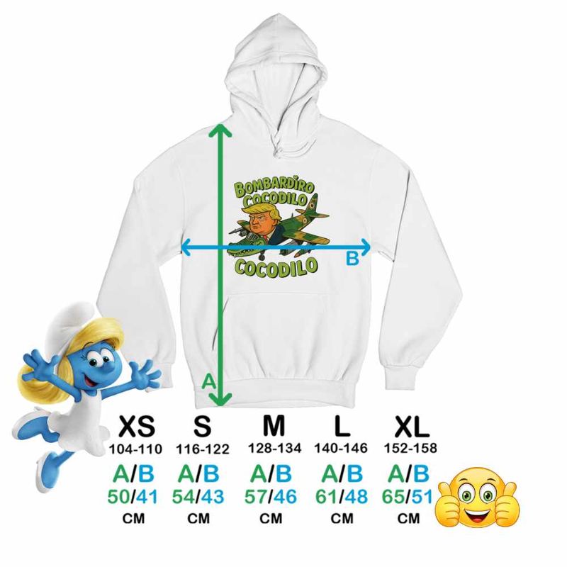 Fashion, accesorii si bijuterii - Copii - Imbracaminte copii - Pulovere si hanorace copii - Hanorac Copii Baieti Cocodilo Donald Trump Brainrot Brain Rot, alb, marime XL Copii - Infinity.ro