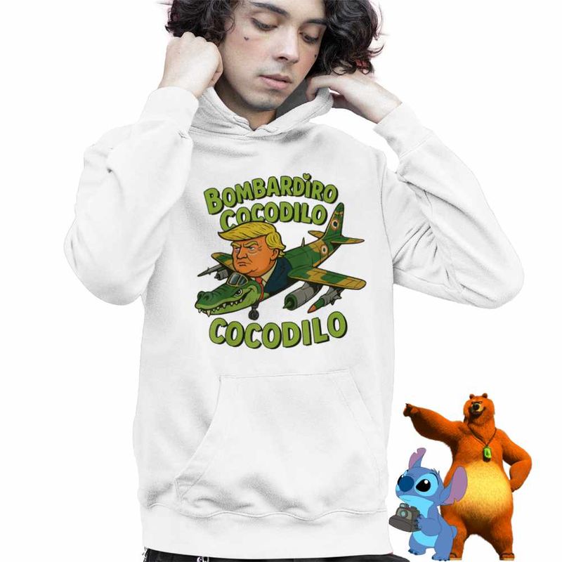 Fashion, accesorii si bijuterii - Copii - Imbracaminte copii - Pulovere si hanorace copii - Hanorac Copii Baieti Cocodilo Donald Trump Brainrot Brain Rot, alb, marime XL Copii - Infinity.ro