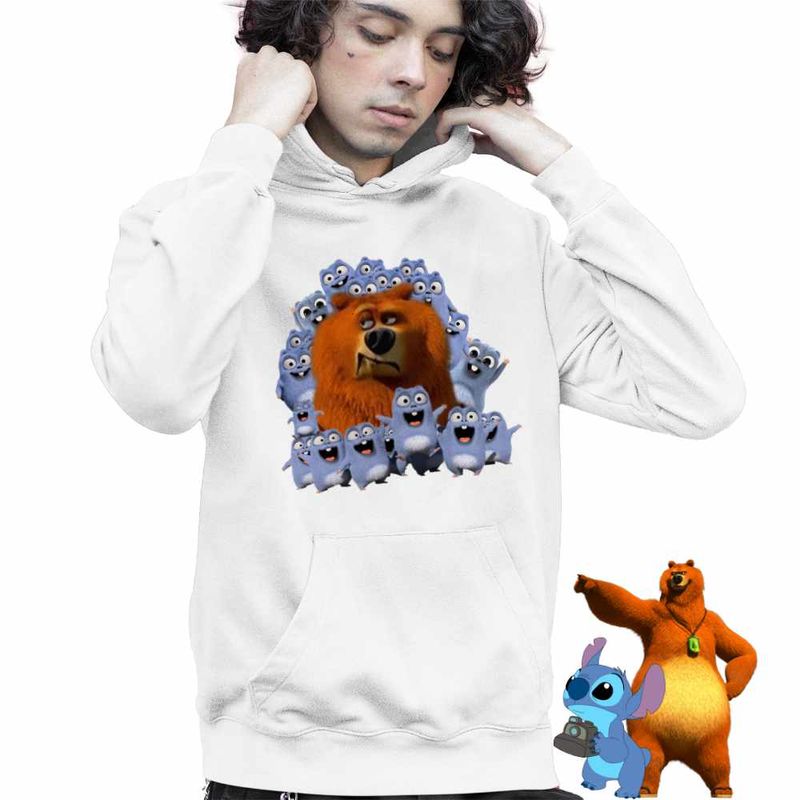 Fashion, accesorii si bijuterii - Copii - Imbracaminte copii - Pulovere si hanorace copii - Hanorac Copii Baieti Ursul Grizzy cu lemingi, alb, marime XL Copii - Infinity.ro
