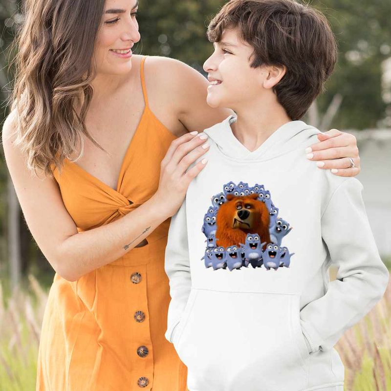 Fashion, accesorii si bijuterii - Copii - Imbracaminte copii - Pulovere si hanorace copii - Hanorac Copii Baieti Ursul Grizzy cu lemingi, alb, marime XL Copii - Infinity.ro