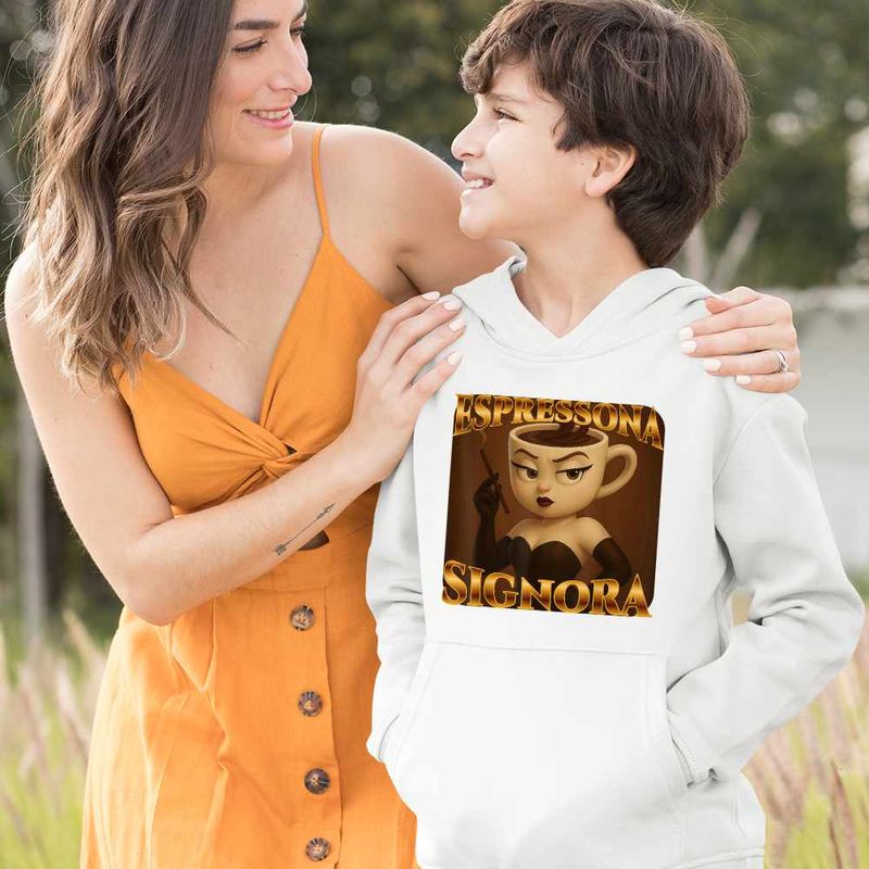 Fashion, accesorii si bijuterii - Copii - Imbracaminte copii - Pulovere si hanorace copii - Hanorac Copii Baieti Espressona Signora Brainrot Brain Rot, alb, marime XL Copii - Infinity.ro