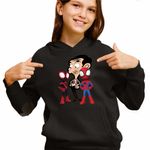 Fashion, accesorii si bijuterii - Copii - Imbracaminte copii - Pulovere si hanorace copii - Hanorac Copii Fete Mr Bean Paienjenel Spiderman, negru, marime L Copii - Infinity.ro