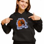 Fashion, accesorii si bijuterii - Copii - Imbracaminte copii - Pulovere si hanorace copii - Hanorac Copii Fete Ursul Grizzy cu lemingi, negru, marime L Copii - Infinity.ro