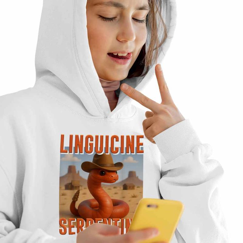 Fashion, accesorii si bijuterii - Copii - Imbracaminte copii - Pulovere si hanorace copii - Hanorac Copii Fete Linguicine Serpentine Brainrot Brain Rot, alb, marime S Copii - Infinity.ro