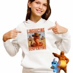 Fashion, accesorii si bijuterii - Copii - Imbracaminte copii - Pulovere si hanorace copii - Hanorac Copii Fete Linguicine Serpentine Brainrot Brain Rot, alb, marime S Copii - Infinity.ro