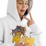 Fashion, accesorii si bijuterii - Copii - Imbracaminte copii - Pulovere si hanorace copii - Hanorac Copii Fete Trulimero Trulichina Pisica Peste Regele Leu Simba, alb, marime S Copii - Infinity.ro