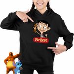 Fashion, accesorii si bijuterii - Copii - Imbracaminte copii - Pulovere si hanorace copii - Hanorac Copii Fete Mr Bean Teddy Bear Happy, negru, marime XL Copii - Infinity.ro