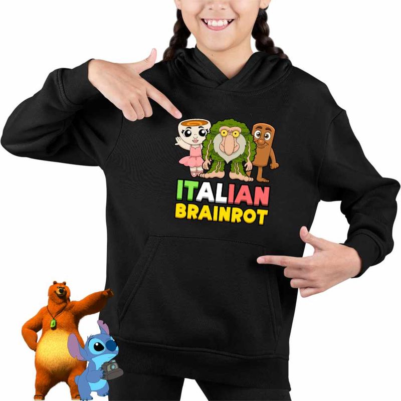 Fashion, accesorii si bijuterii - Copii - Imbracaminte copii - Pulovere si hanorace copii - Hanorac Copii Fete Italian Patapim Sahur Ballerina Brainrot Brain Rot, negru, marime S Copii - Infinity.ro