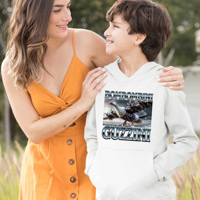 Fashion, accesorii si bijuterii - Copii - Imbracaminte copii - Pulovere si hanorace copii - Hanorac Copii Baieti Bombombini Guzzini Italian Meme Brainrot Brain Rot, alb, marime XS Copii - Infinity.ro