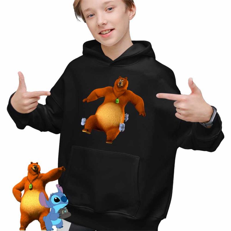 Fashion, accesorii si bijuterii - Copii - Imbracaminte copii - Pulovere si hanorace copii - Hanorac Copii Baieti Ursul Grizzy si lemingii Grizzly, negru, marime S Copii - Infinity.ro