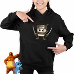Fashion, accesorii si bijuterii - Copii - Imbracaminte copii - Pulovere si hanorace copii - Hanorac Copii Fete Cappuccino Assassino Italian Meme Brainrot Brain Rot, negru, marime XS Copii - Infinity.ro