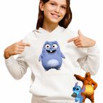 Fashion, accesorii si bijuterii - Copii - Imbracaminte copii - Pulovere si hanorace copii - Hanorac Copii Fete Leming Grizzy Desene Animate, alb, marime M Copii - Infinity.ro