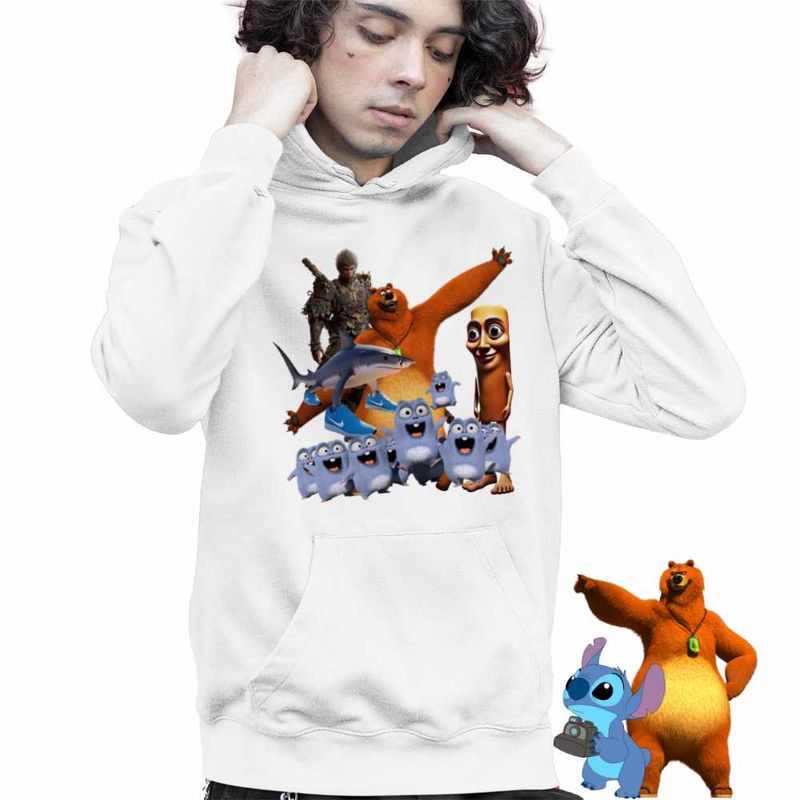 Fashion, accesorii si bijuterii - Copii - Imbracaminte copii - Pulovere si hanorace copii - Hanorac Copii Baieti Grizzy Lemingi Brainrot Tung Sahur Tralalero Wukong, alb, marime XS Copii - Infinity.ro