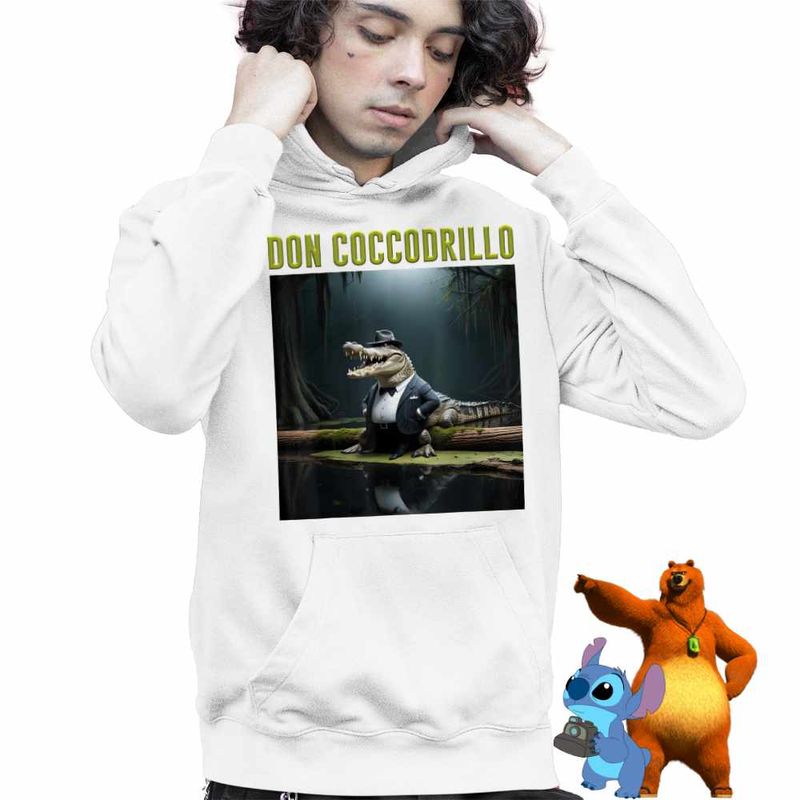 Fashion, accesorii si bijuterii - Copii - Imbracaminte copii - Pulovere si hanorace copii - Hanorac Copii Baieti Don Coccodrillo Italian Meme Brainrot Brain Rot, alb, marime XL Copii - Infinity.ro