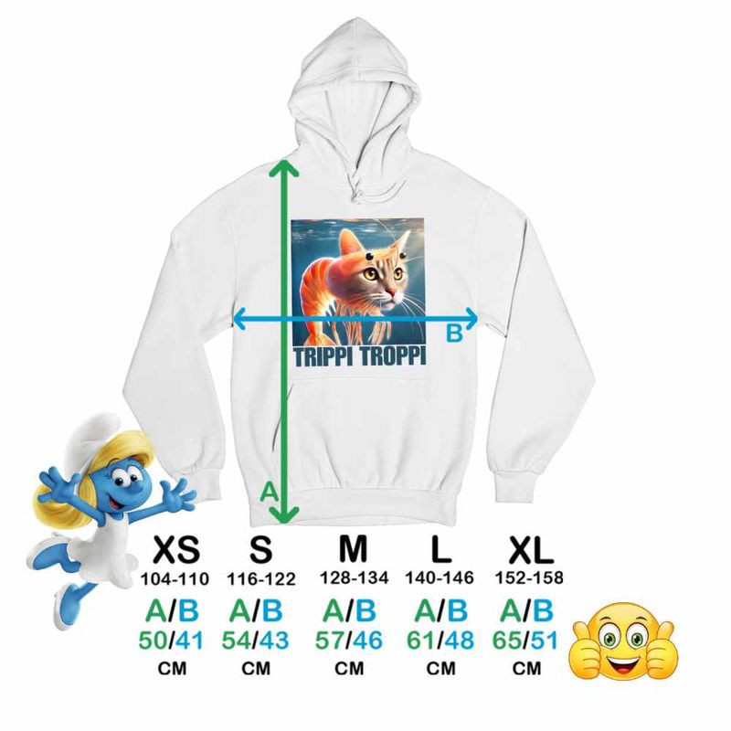 Fashion, accesorii si bijuterii - Copii - Imbracaminte copii - Pulovere si hanorace copii - Hanorac Copii Fete Trippi Troppi  Italian Meme Brainrot Brain Rot, alb, marime M Copii - Infinity.ro