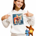 Fashion, accesorii si bijuterii - Copii - Imbracaminte copii - Pulovere si hanorace copii - Hanorac Copii Fete Trippi Troppi  Italian Meme Brainrot Brain Rot, alb, marime M Copii - Infinity.ro