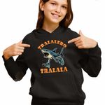 Fashion, accesorii si bijuterii - Copii - Imbracaminte copii - Pulovere si hanorace copii - Hanorac Copii Fete Tralalero Tralala Italian Meme Brainrot Brain Rot, negru, marime S Copii - Infinity.ro