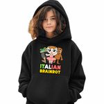 Fashion, accesorii si bijuterii - Copii - Imbracaminte copii - Pulovere si hanorace copii - Hanorac Copii Fete Italian Ballerina Tung Boneca Brainrot Brain Rot, negru, marime M Copii - Infinity.ro