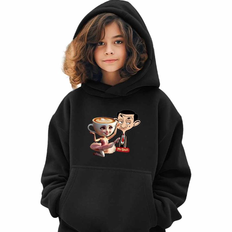 Fashion, accesorii si bijuterii - Copii - Imbracaminte copii - Pulovere si hanorace copii - Hanorac Copii Fete Mr Bean Ballerina Capucina Meme, negru, marime XS Copii - Infinity.ro