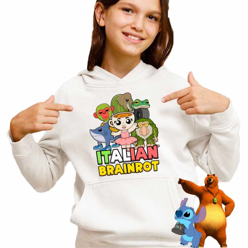 Fashion, accesorii si bijuterii - Copii - Imbracaminte copii - Pulovere si hanorace copii - Hanorac Copii Fete Italian Ballerina Tralalero BrrBrr Brainrot Brain Rot, alb, marime XL Copii - Infinity.ro