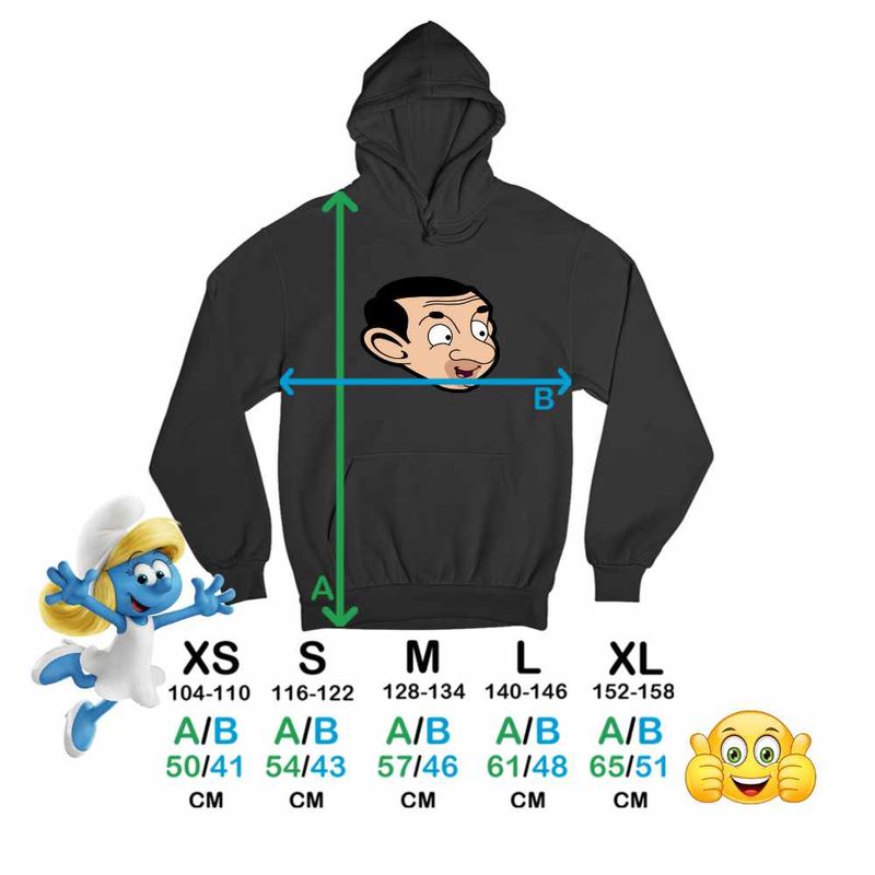 Fashion, accesorii si bijuterii - Copii - Imbracaminte copii - Pulovere si hanorace copii - Hanorac Copii Fete Mr Bean Comic Cartoon, negru, marime S Copii - Infinity.ro