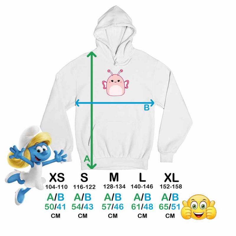 Fashion, accesorii si bijuterii - Copii - Imbracaminte copii - Pulovere si hanorace copii - Hanorac Copii Baieti Squishmallow Fluturas, alb, marime S Copii - Infinity.ro