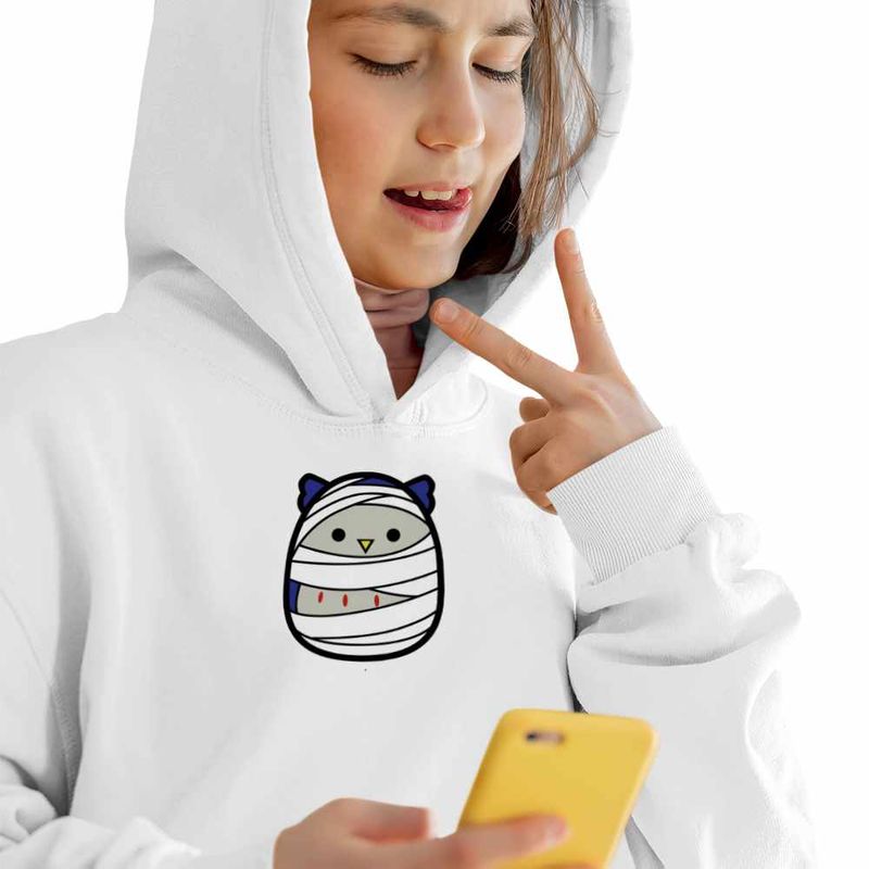 Fashion, accesorii si bijuterii - Copii - Imbracaminte copii - Pulovere si hanorace copii - Hanorac Copii Fete Squishmallows Mumie Egipt, alb, marime XS Copii - Infinity.ro