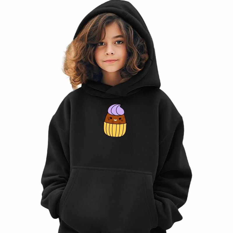Fashion, accesorii si bijuterii - Copii - Imbracaminte copii - Pulovere si hanorace copii - Hanorac Copii Fete Squishmallows Prajitura Cofetarie, negru, marime S Copii - Infinity.ro