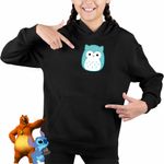 Fashion, accesorii si bijuterii - Copii - Imbracaminte copii - Pulovere si hanorace copii - Hanorac Copii Fete Squishmallows Bufnita Atena, negru, marime XS Copii - Infinity.ro