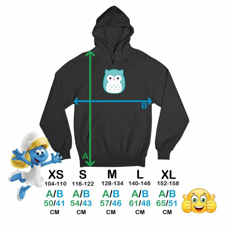 Fashion, accesorii si bijuterii - Copii - Imbracaminte copii - Pulovere si hanorace copii - Hanorac Copii Fete Squishmallows Bufnita Atena, negru, marime XS Copii - Infinity.ro
