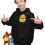Fashion, accesorii si bijuterii - Copii - Imbracaminte copii - Pulovere si hanorace copii - Hanorac Copii Baieti Squishmallows Hamburger, negru, marime XS Copii - Infinity.ro