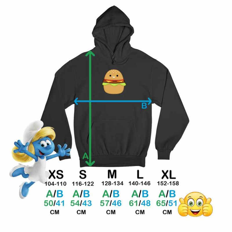 Fashion, accesorii si bijuterii - Copii - Imbracaminte copii - Pulovere si hanorace copii - Hanorac Copii Baieti Squishmallows Hamburger, negru, marime XS Copii - Infinity.ro