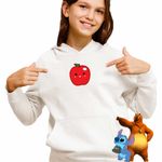 Fashion, accesorii si bijuterii - Copii - Imbracaminte copii - Pulovere si hanorace copii - Hanorac Copii Fete Squishmallows Mar Fruct, alb, marime M Copii - Infinity.ro