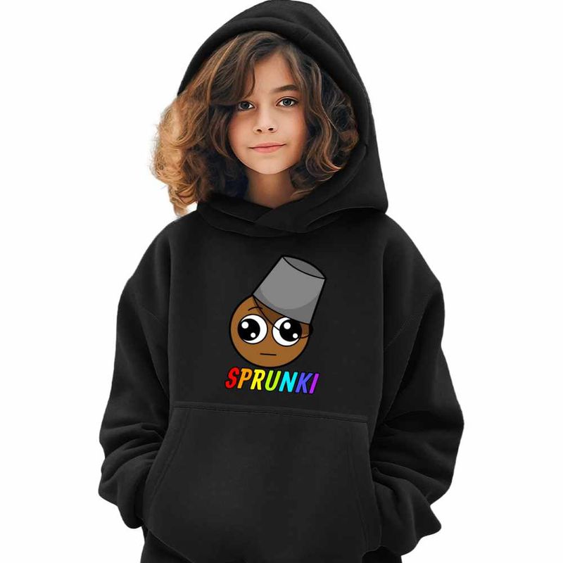 Fashion, accesorii si bijuterii - Copii - Imbracaminte copii - Pulovere si hanorace copii - Hanorac Copii Fete Sprunki Brown Music Gamer, negru, marime M Copii - Infinity.ro