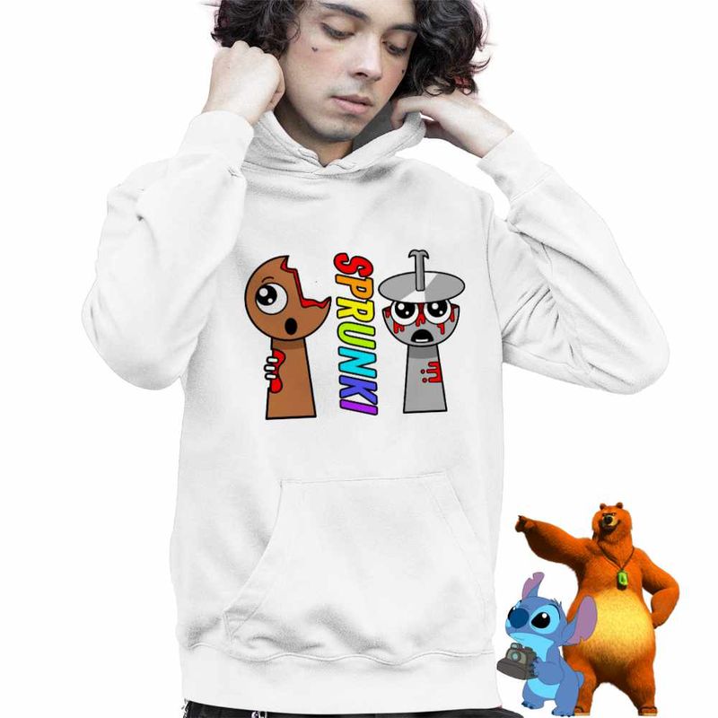 Fashion, accesorii si bijuterii - Copii - Imbracaminte copii - Pulovere si hanorace copii - Hanorac Copii Baieti Sprunki Horror Theme, alb, marime L Copii - Infinity.ro