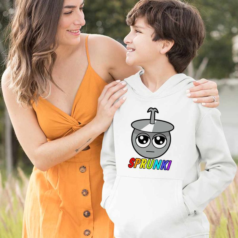 Fashion, accesorii si bijuterii - Copii - Imbracaminte copii - Pulovere si hanorace copii - Hanorac Copii Baieti Sprunki Head Beats Music Gamer, alb, marime S Copii - Infinity.ro