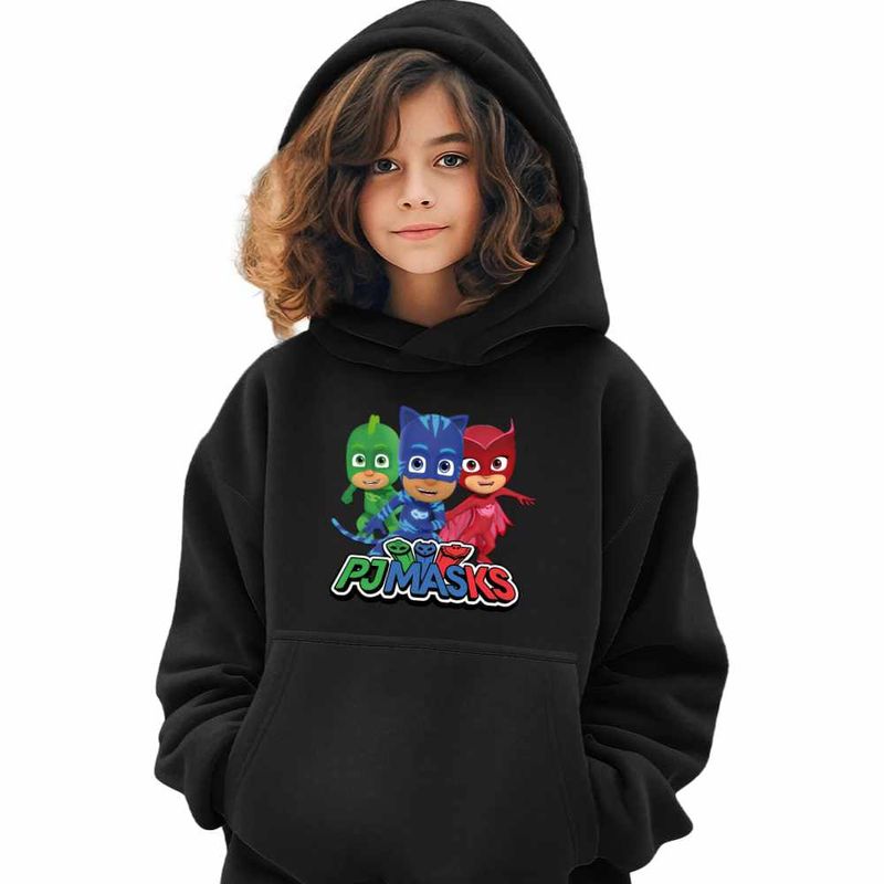 Fashion, accesorii si bijuterii - Copii - Imbracaminte copii - Pulovere si hanorace copii - Hanorac Copii Fete Pj Masks Eroi Pijamale Crew, negru, marime L Copii - Infinity.ro