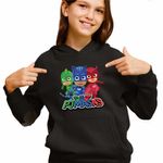 Fashion, accesorii si bijuterii - Copii - Imbracaminte copii - Pulovere si hanorace copii - Hanorac Copii Fete Pj Masks Eroi Pijamale Crew, negru, marime L Copii - Infinity.ro